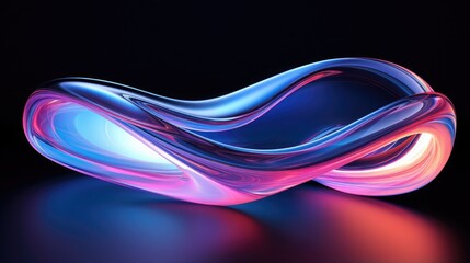 Futuristic stylish iridescent rainbow sculpture made of reflective plastic. Eco-friendly modern interior design element made from recycled plastic.