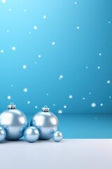 Fototapeta na wymiar elegant christmas poster. Christmas tree ornaments, beautiful design elements of Christmas decorations. blue tones. space for text