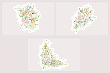 watercolor white roses bouquet illustration