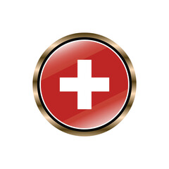 Obraz premium Switzerland flag circle button vector template, trendy, collection, logo, design