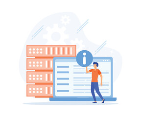 Information collection and analysis concept, Management information system, document management soft, big data job, sharing online, flat vector modern illustration © Alwie99d