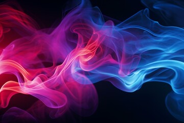 Vibrant smoke swirls on dark backdrop with a light frame. Generative AI