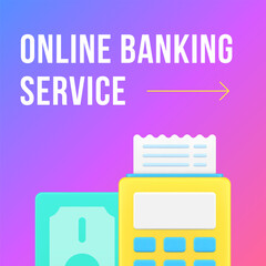 Online banking service cash money payment social media post design template 3d realistic vector