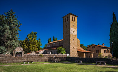 The Basilica of Santa Maria Assunta, parish church of Muggia Vecchia in Muggia, near Trieste, Italy.