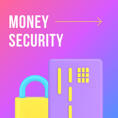 Money security financial insurance banking social media post design template 3d realistic vector