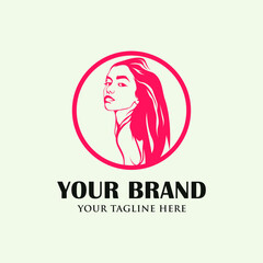 Beauty salon logo design with beautiful girl illustration
