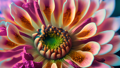 Vertical abstract macro flower colorful. Generative AI