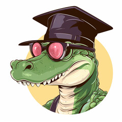 zabawny rysunkowy krokodyl w czapce i okularach