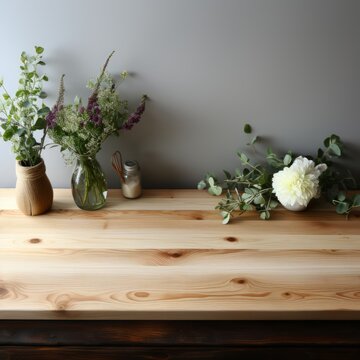 Planche vue de dessus sur un comptoir pour mettre en valeur des produits