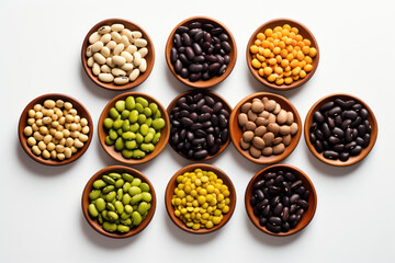 Fototapeta premium Legumes on white background Ai Generative