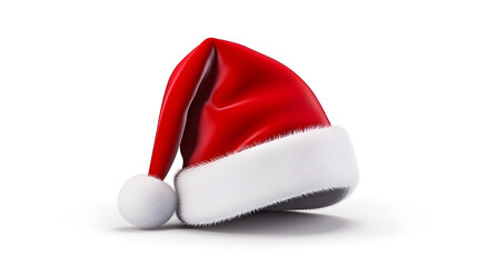 a red and white santa beanie isolated on white background