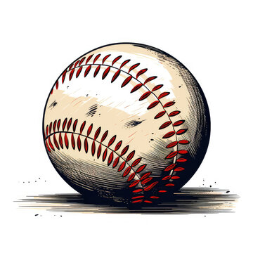 Print featuring a baseball or other sports theme on white background Ai Generative