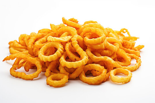 CURLY FRIES on white background Ai generative