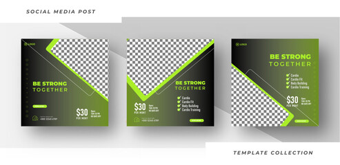 Be strong fitness social media post banner template