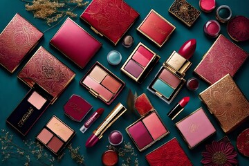 make up palette, A captivating beauty product collection set with vibrant colors.