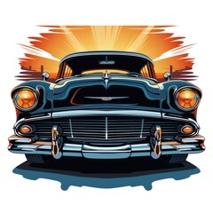 Vintage Car in cartoon style