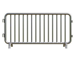 Pedestrian Barrier , Steel barricades isolated in white background, 3D illustration.
