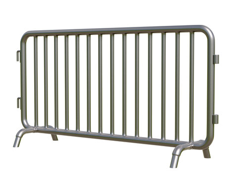 Pedestrian Barrier , Steel barricades isolated in white background, 3D illustration.