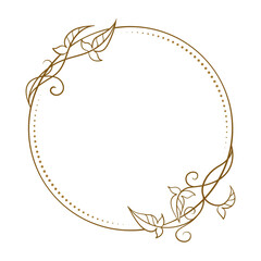 Vector round floral frame with ivy leaves decoration
