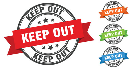 keep out stamp. round band sign set. label