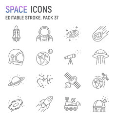 Space line icon set, astronomy collection, vector graphics, logo illustrations, space vector icons, planets signs, outline pictograms, editable stroke © amin268