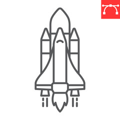 Space shuttle line icon, cosmos and science, spaceship vector icon, vector graphics, editable stroke outline sign, eps 10.