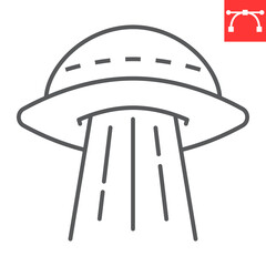 Ufo line icon, cosmos and space, alien spaceship vector icon, vector graphics, editable stroke outline sign, eps 10.