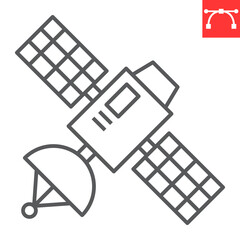 Satellite line icon, cosmos and communication, satellite vector icon, vector graphics, editable stroke outline sign, eps 10.