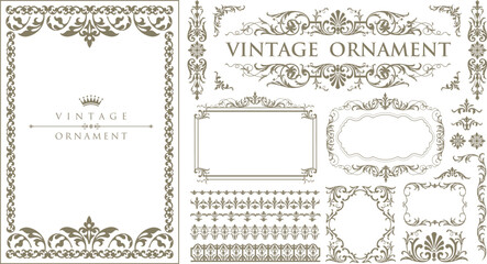 Set of Decorative vintage frames and borders set. Vector design. luxury calligraphic swirls - obrazy, fototapety, plakaty