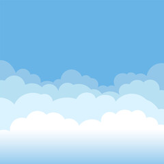 cloud sticker clipart vector set, flat design. Cloud set isolated on blue background.