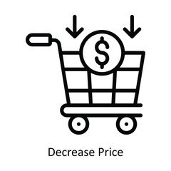 Decrease Price vector  outline Icon Design illustration. Web store Symbol on White background EPS 10 File 