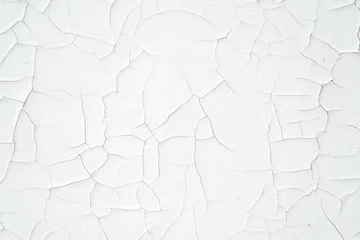 Foto op Canvas Cracked white paint on the wall, wall texture © ANGHI