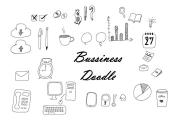 Naklejka premium Business model doodle drawing vector