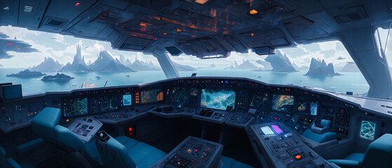 Futuristic Vehicle Cockpit. Generative AI.