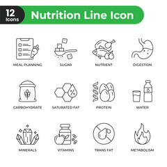 Nutrition set of icons in line style 