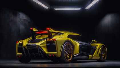 Futuristic Vision of a Sports Car. Vehicle of the Future. Generative AI.