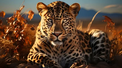 Foto op Plexiglas Portrait of a leopard Generative AI © Jonatas