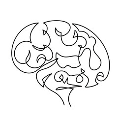Vector continuous one line brain illustration