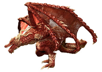 3D Rendering Fairy Tale Dragon on White
