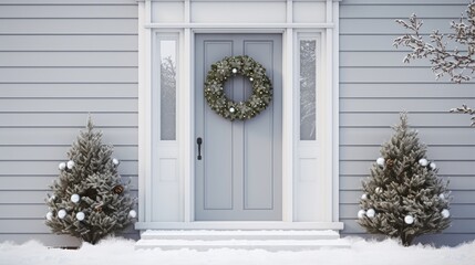 New Year's wreath on the door.