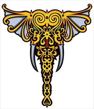 Dayak ethnic elephant motif design vector illustration