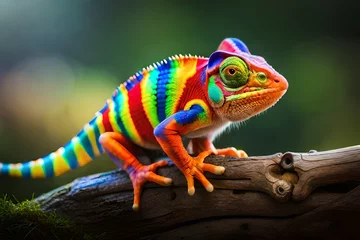Foto auf Alu-Dibond chameleon on a branch © Wajeeha