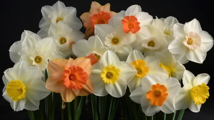 Captivating Beauty Photo-Realistic Double-Flowered Daffodils - Exquisite Detail in Blossom