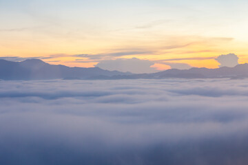 The Khao Khai Nui, Sea of fog in the winter mornings at sunrise, New landmark to see beautiful...