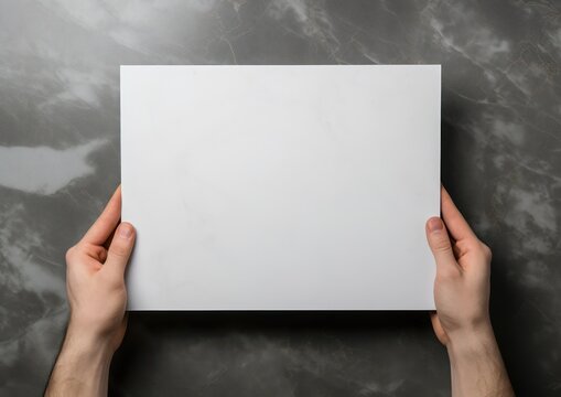 hands holding blank paper mockup, ecommerce product design box, generative ai