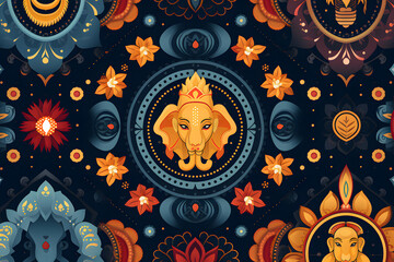 Spiritual Hinduism Patterns: 2D Backgrounds Inspired by the Rich Cultural and Religious Heritage of Hinduism.