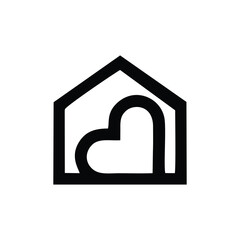 Love home Logo designs Template. house combined with heart.