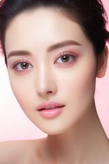 Portrait of beauty Asian female with perfect healthy glow skin facial
