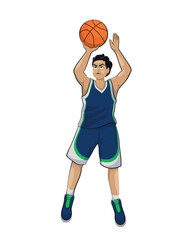 Men basketball character vector illustration ball sports player basket boy game people sports playing action athlete play jump cartoon competition