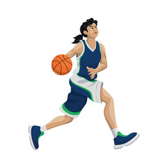 Woman basketball character vector illustration ball sports player basket boy game people sports playing action athlete play jump cartoon competition